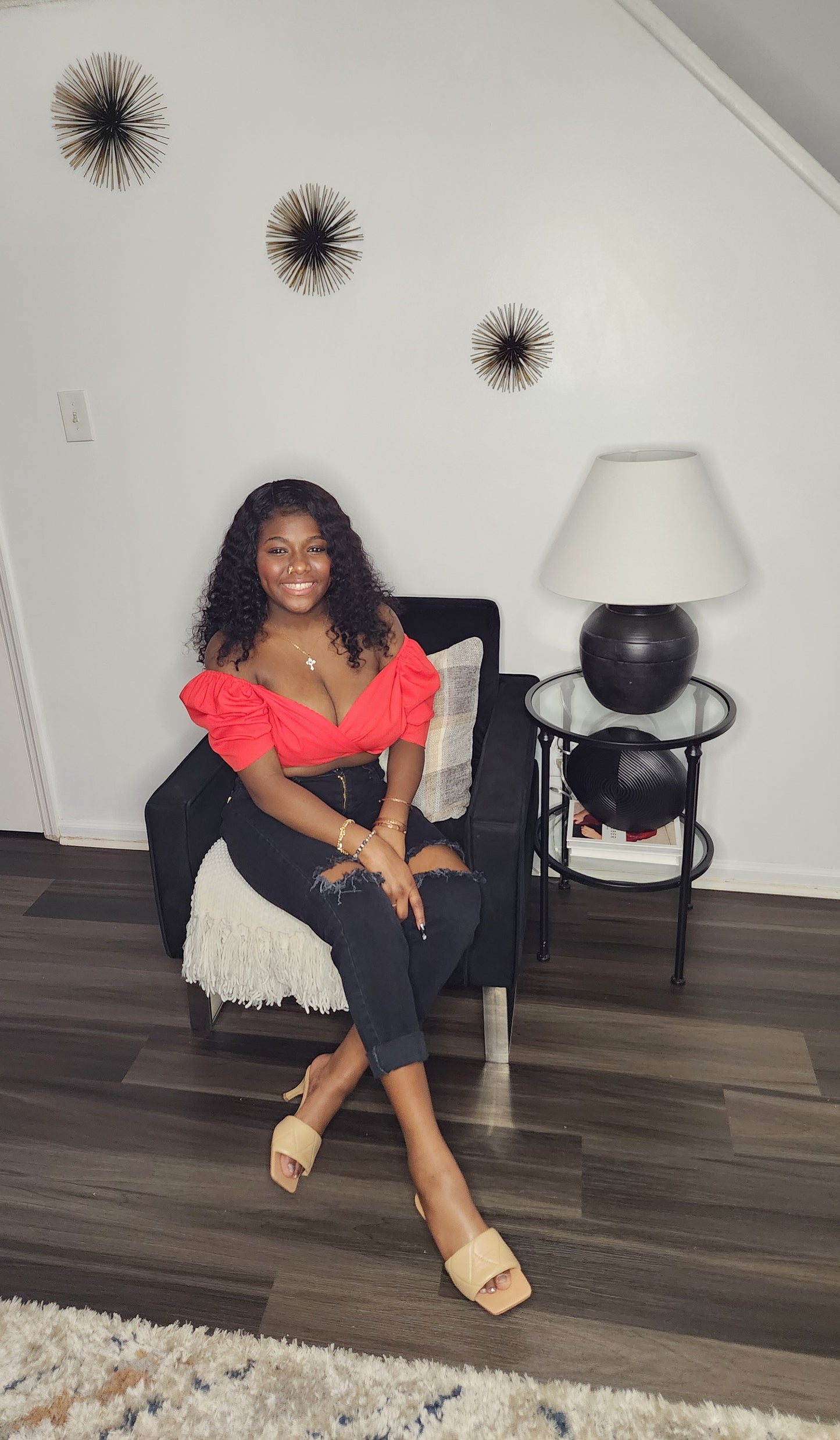 Off Shoulder V-Neck Crop Top