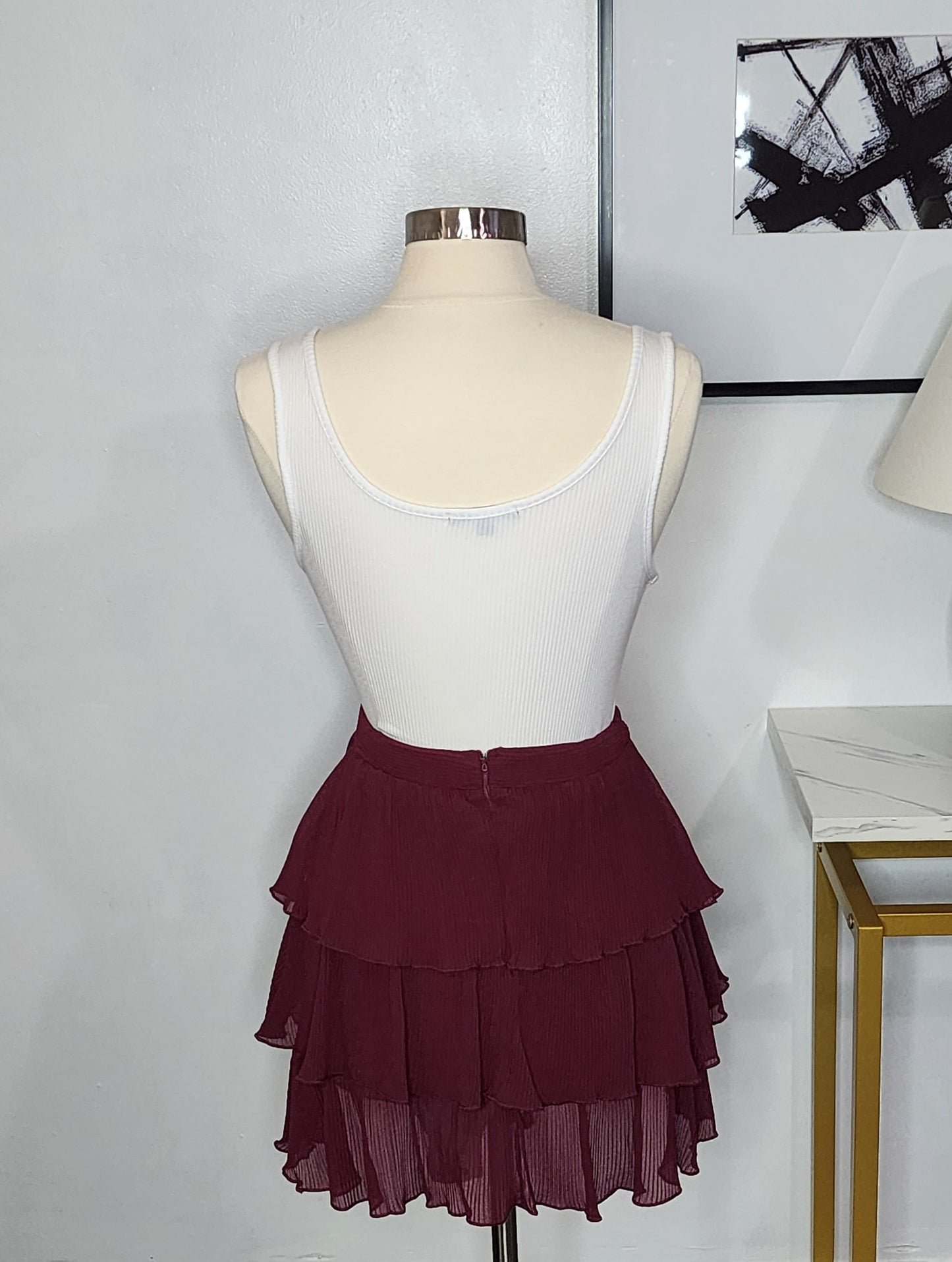 Pleated Tiered Mini Skirt