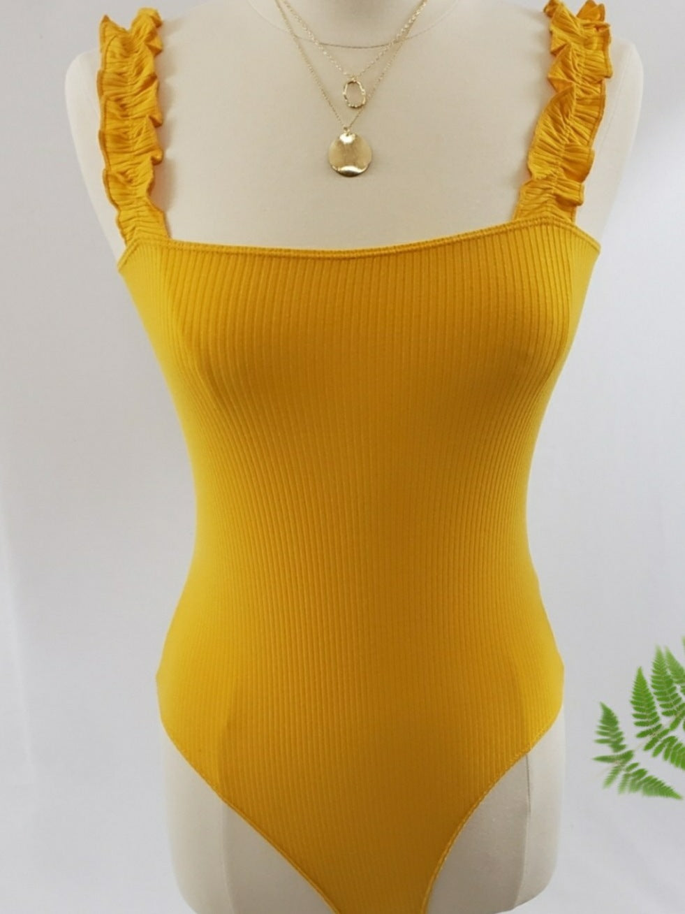Ruffle Ribbed Bodysuit