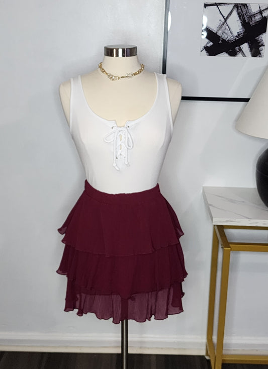 Pleated Tiered Mini Skirt